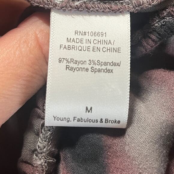 NWT Young Fabulous & Broke Black Pink Tie Dye Key Hole Long Sleeve Blouse M - Picture 10 of 14